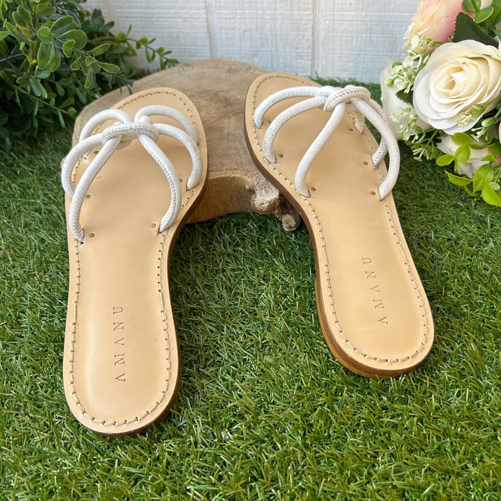 Amanu Handmade Zanzibar white Slide Sandals size 5 New - Picture 8 of 13